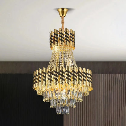 Lampadario in cristallo 10XE14 Nardo Gold Black, diametro 60 cm, altezza 75 cm Lampadari in cristallo Titolo predefinito Alessandro Design