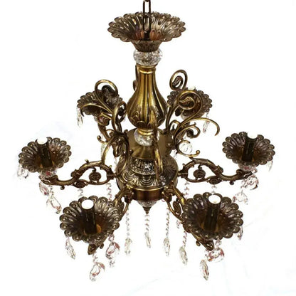 Lampadario in cristallo SANSSOUCI Magno, 6xE14, diametro 62 cm, lampadari classici in ottone antico Titolo predefinito Alessandro Design