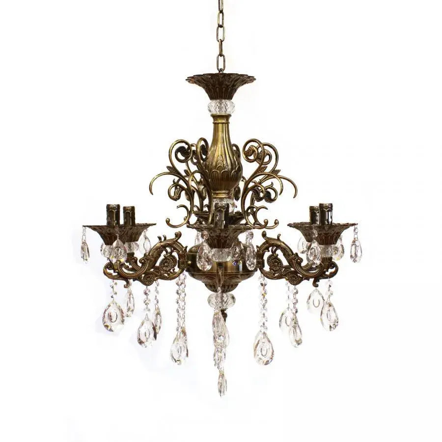 Lampadario in cristallo SANSSOUCI Magno, 6xE14, diametro 62 cm, lampadari classici in ottone antico Titolo predefinito Alessandro Design