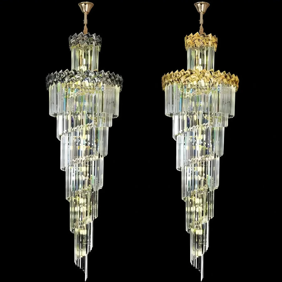Lampadario in Cristallo WINDSOR Altiora, Diametro 60cm, Altezza 180cm, 26xE14, Oro Lucido, Altezza Regolabile, Design Elegante Lampadari in Cristallo Titolo predefinito Alessandro Design