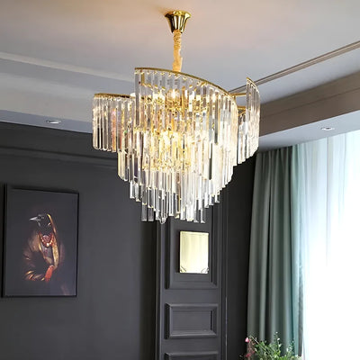 Lampadario in Cristallo TRIANON Elegance 6x E27, Diametro 47cm, Oro Lucido, Altezza Regolabile