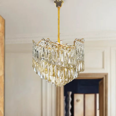 Lampadario in Cristallo TOPKAPI Eleganza 8x E14, Diametro 49cm, Oro Lucido, Altezza Regolabile