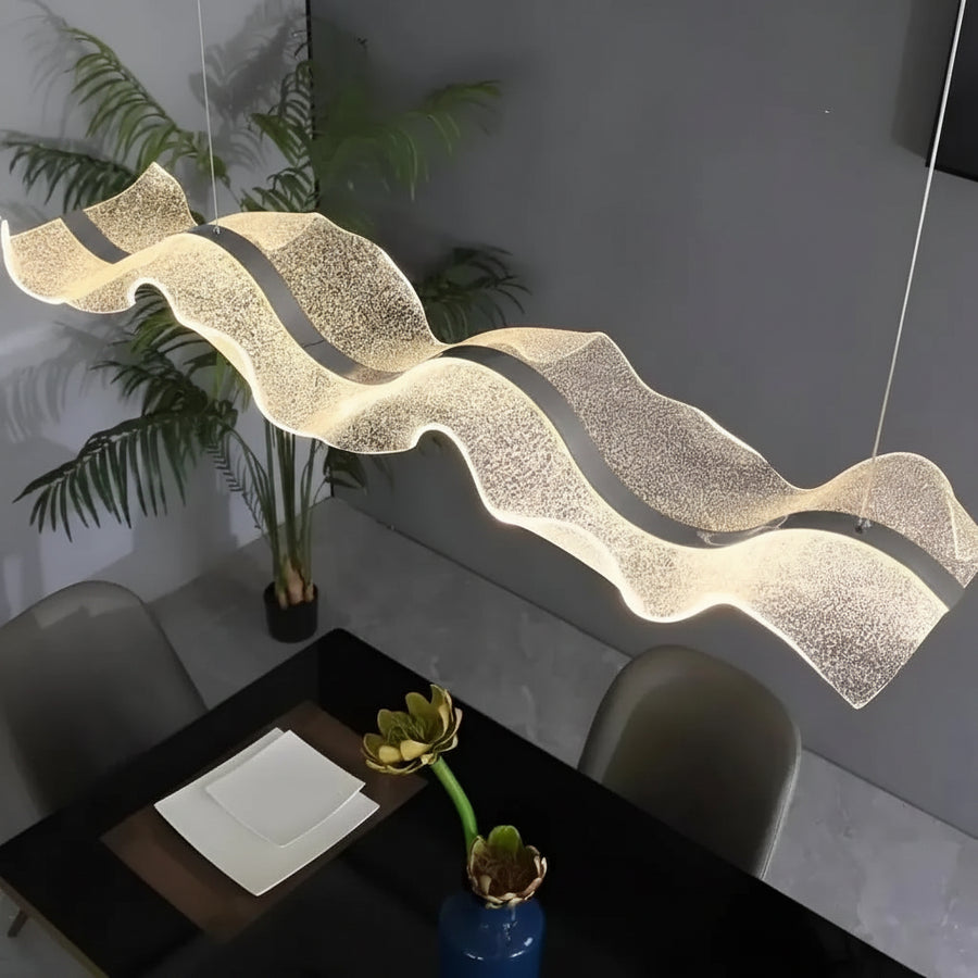 Lampadario LED con Telecomando, Sospensione AMI 63W, Lineare, Luce Fredda/Calda/Neutra, Bianco, Altezza Regolabile