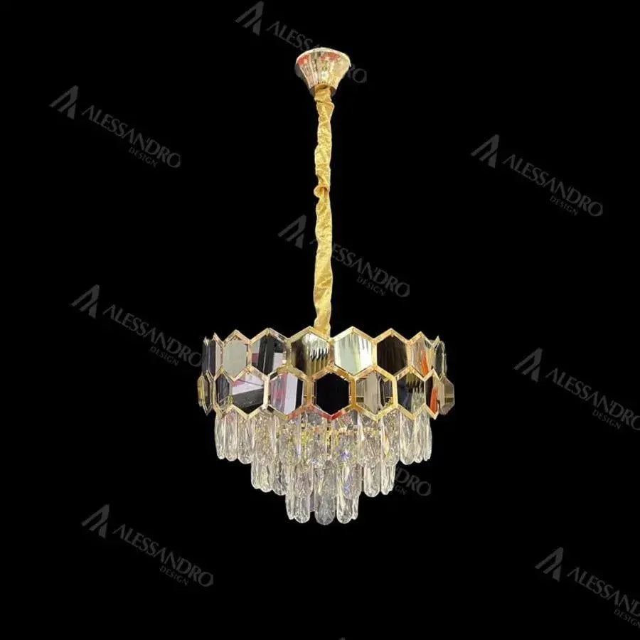 Candelabri in cristallo Melih 5x E27 Diametro 40 cm Candelabri in cristallo nero dorato Titolo predefinito Alessandro Design