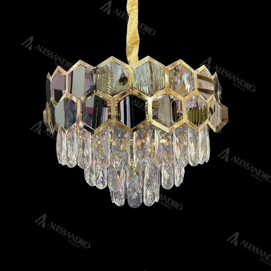 Candelabri in cristallo Melih 5x E27 Diametro 40 cm Candelabri in cristallo nero dorato Titolo predefinito Alessandro Design