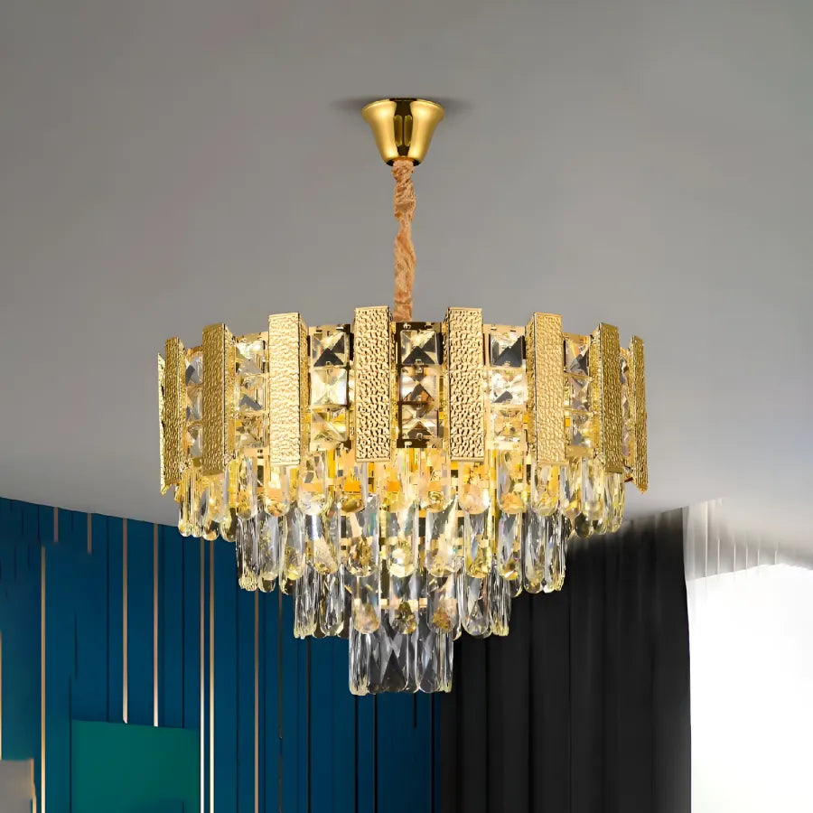 Lampadario di cristallo PELES Eleganza 5xE27, diametro 49 cm, oro lucido, altezza regolabile Lampadario di cristallo Titolo predefinito Alessandro Design