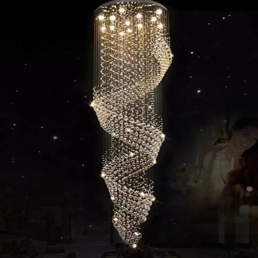 Candelabro in cristallo LED 13 xGU10 Meili Cromo, diametro 80 cm, altezza 240 cm, modello a scala Candelabro in cristallo Titolo predefinito Alessandro Design