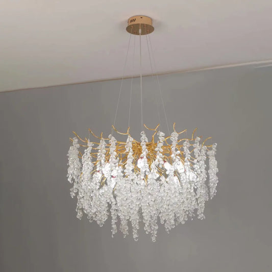 Lampadario in cristallo a cascata WALTZ, 6x G9, oro, 60 cm, altezza regolabile Lampadari in cristallo Titolo predefinito Alessandro Design
