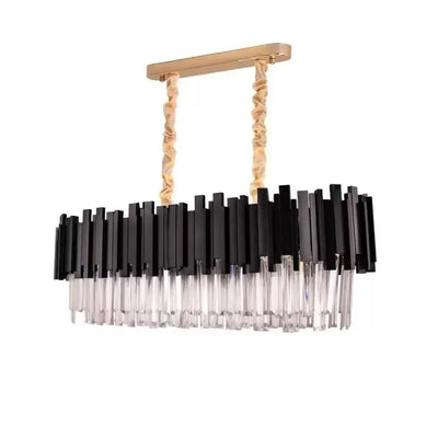 Lampadario in Cristallo BLOIS Regalis 10xE14, Lunghezza 80cm, Nero, Altezza Regolabile