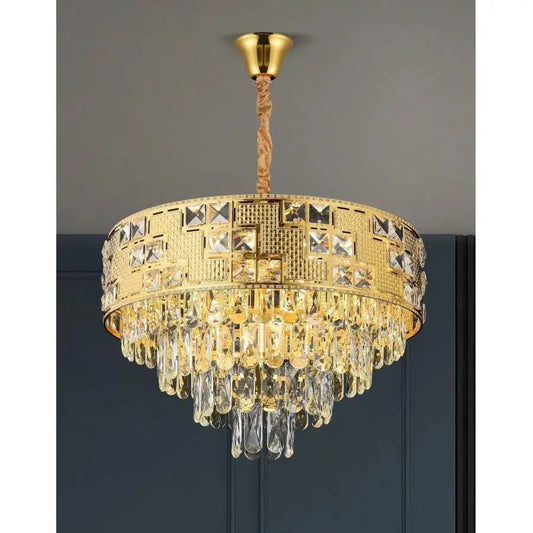 Lampadario di cristallo NEUSCHWANSTEIN Elegance 7xE14, diametro 49 cm, oro, altezza regolabile Lampadari di cristallo Titolo predefinito Alessandro Design