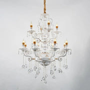 Lampadario in cristallo Bruhier 12x E14, diametro 75 cm, bianco con oro, altezza regolabile Lampadari classici Titolo predefinito Alessandro Design