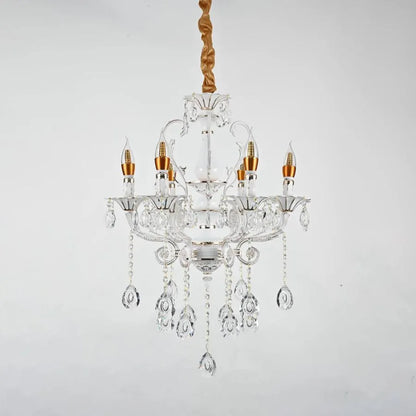 Candelabri in cristallo Bruhier 6x E14, diametro 55 cm, bianco con oro, altezza regolabile Candelabri in cristallo Titolo predefinito Alessandro Design