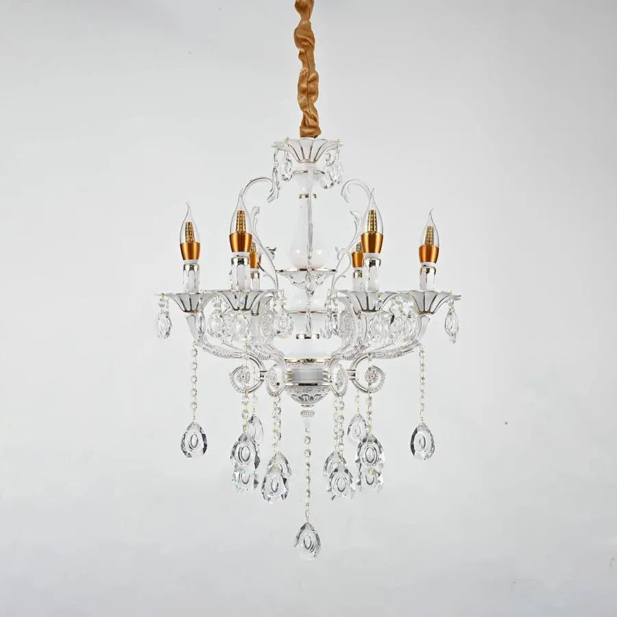 Candelabri in cristallo Bruhier 6x E14, diametro 55 cm, bianco con oro, altezza regolabile Candelabri in cristallo Titolo predefinito Alessandro Design