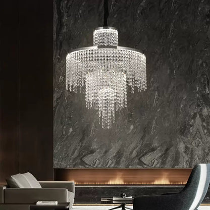 Lampadario LED in cristallo con telecomando Oscar 59W Dimmerabile Lampadari moderni argento Titolo predefinito Alessandro Design