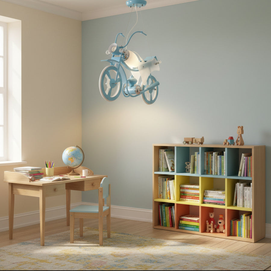 Lampadario LED per bambini MOTO, Tipo Moto, 40W, Luce Fredda/Calda/Neutra, Blu Bianco Lampadari per bambini Titolo predefinito Alessandro Design