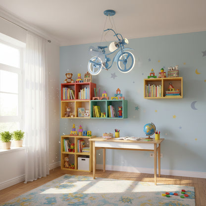 Lampadario LED per bambini MOTO, Tipo Moto, 40W, Luce Fredda/Calda/Neutra, Blu Bianco Lampadari per bambini Titolo predefinito Alessandro Design