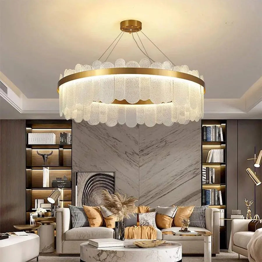 Lampadario LED con Telecomando Alvaro 128W Dimmerabile Candelabro Dorato Cristal Titolo predefinito Alessandro Design