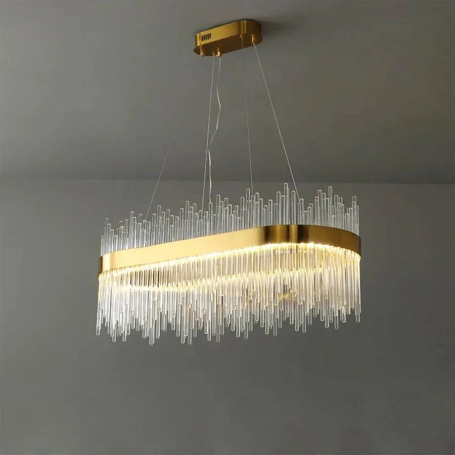 Lampadario LED a Sospensione con Telecomando, SIMONE 105W, Lineare, Luce Fredda/Calda/Neutra, Dimmerabile, Oro Lucido, Lampadario LED Regolabile in Altezza Titolo predefinito Alessandro Design