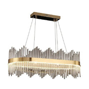 Lampadario LED a Sospensione con Telecomando, SIMONE 105W, Lineare, Luce Fredda/Calda/Neutra, Dimmerabile, Oro Lucido, Lampadario LED Regolabile in Altezza Titolo predefinito Alessandro Design