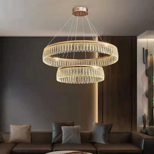Lampadario LED con telecomando Zakir 100W, Candelabro Oro Cristal Titolo predefinito Alessandro Design