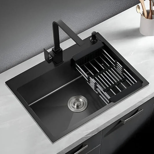 Lavello da cucina in acciaio inox 60x45x21 cm Nero grafite Titolo predefinito Alessandro Design
