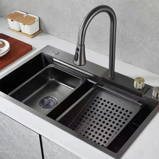 Lavello da cucina in acciaio inox con rubinetto incluso, 68x46 cm, Lavelli Grigi Titolo predefinito Alessandro Design