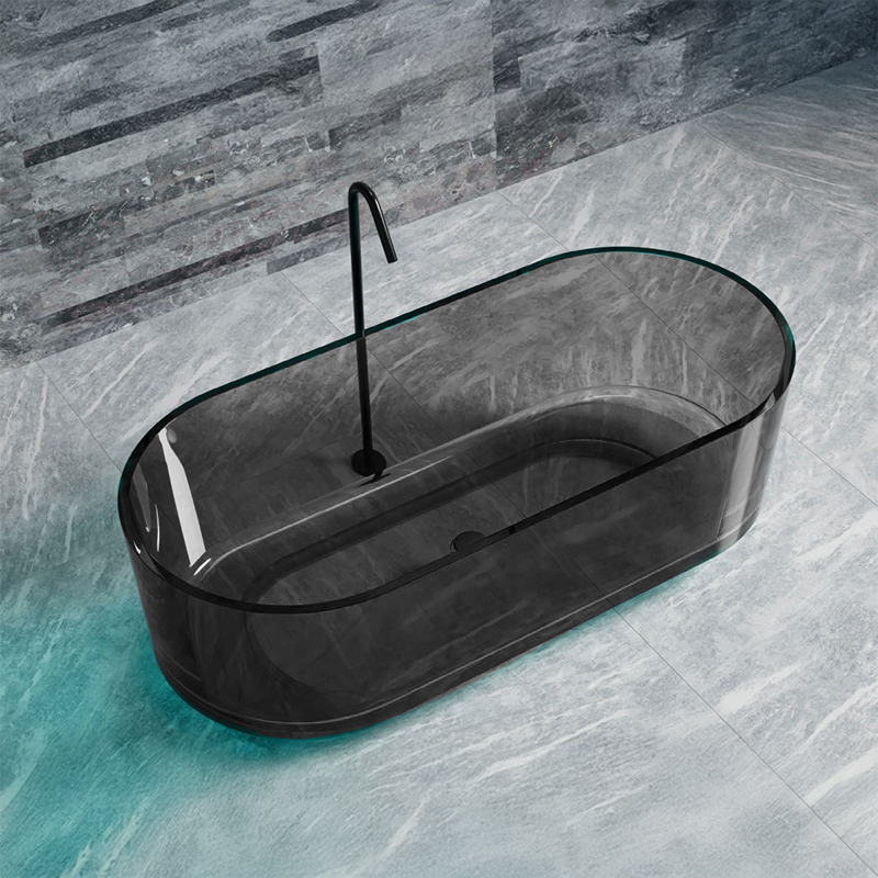 Vasca da bagno centro stanza, Ovale, Grigio Fumo, Resina, 170x78x56 cm Vasche da bagno centro stanza Titolo predefinito Alessandro Design