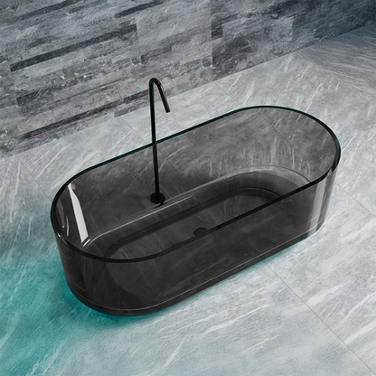 Vasca da bagno centro stanza, Ovale, Grigio Fumo, Resina, 170x78x56 cm Vasche da bagno centro stanza Titolo predefinito Alessandro Design