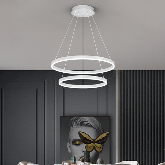 Lampadario LED a Sospensione con Telecomando CASIANA 41W, 2 Cerchi, Luce Fredda/Calda/Neutra, Dimmerabile, Bianco, Lampadari LED con Telecomando Titolo Predefinito Alessandro Design