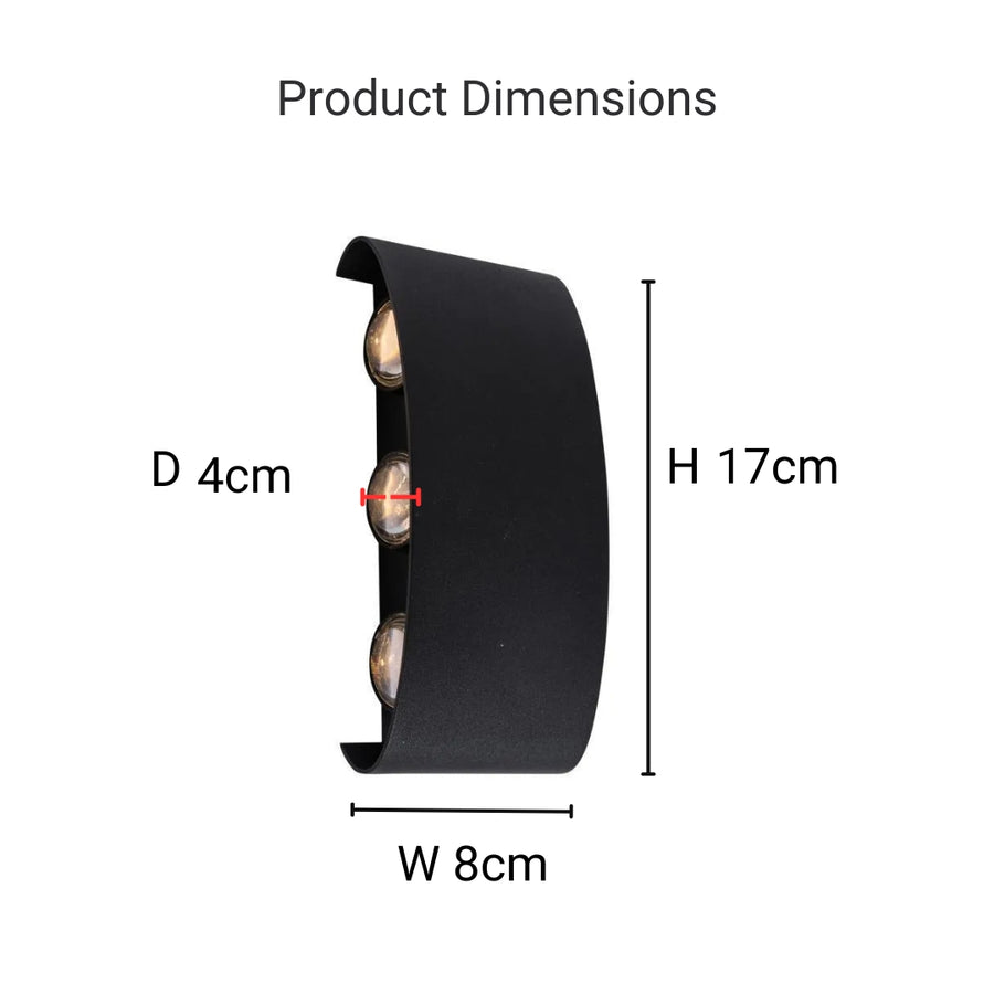 Fantas Lampada da Parete LED per Esterno e Interno, 6 Sorgenti x 1W, IP65, Metallizzato, Nero, 3000K Lampade da Parete per Esterno Titolo predefinito Alessandro Design