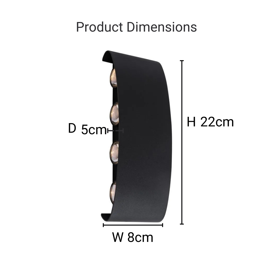 Fantas Lampada da Parete LED per Esterno e Interno, 8 Sorgenti x 1W, IP65, Metallizzato, Nero, 3000K Lampade da Parete per Esterno Titolo predefinito Alessandro Design