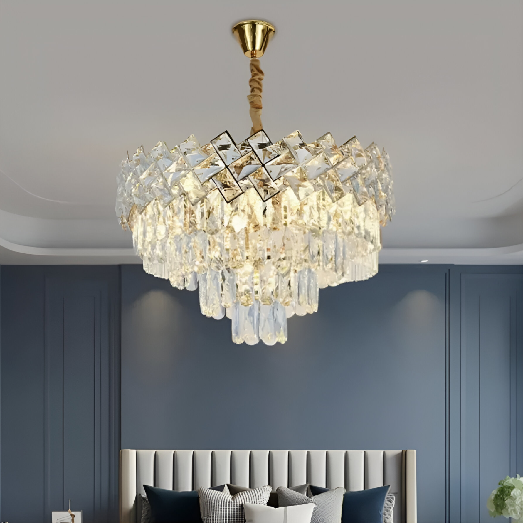 Lampadario in Cristallo WINDSOR Nobile 5xE14, Diametro 39cm, Oro Lucido, Altezza Regolabile Lampadari in Cristallo Titolo predefinito Alessandro Design