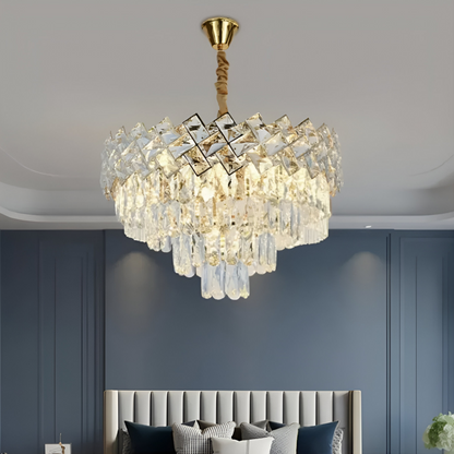 Lampadario in Cristallo WINDSOR Nobile 5xE14, Diametro 39cm, Oro Lucido, Altezza Regolabile Lampadari in Cristallo Titolo predefinito Alessandro Design