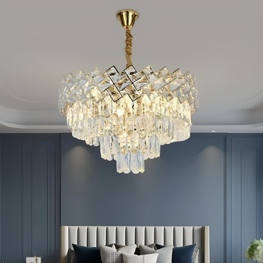Lampadario in Cristallo WINDSOR Nobile 5xE14, Diametro 39cm, Oro Lucido, Altezza Regolabile Lampadari in Cristallo Titolo predefinito Alessandro Design