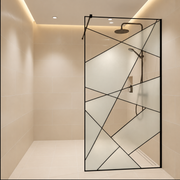 VELIA Parete doccia walk-in, 100x195 cm, metallo, trasparente e nero