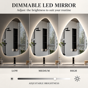 Specchio organico a LED 40x60 cm, luce fredda, sistema antiappannante, dimmerabile