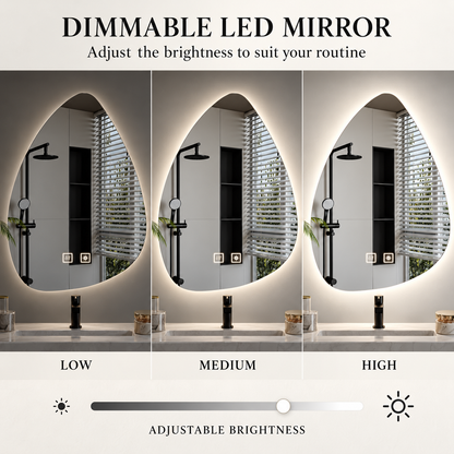 Specchio organico a LED 60x80 cm, luce fredda, sistema antiappannante, dimmerabile