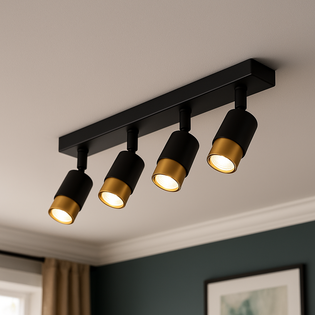Proiettore LED con Faretti 4xGU10, Lampadari Moderni a Lampadina Oro, Metallo e Acrilico Titolo predefinito Alessandro Design