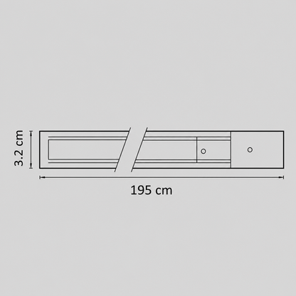 Binario Magnetico per Proiettori LED, 195x3,2cm, Applicato, Nero