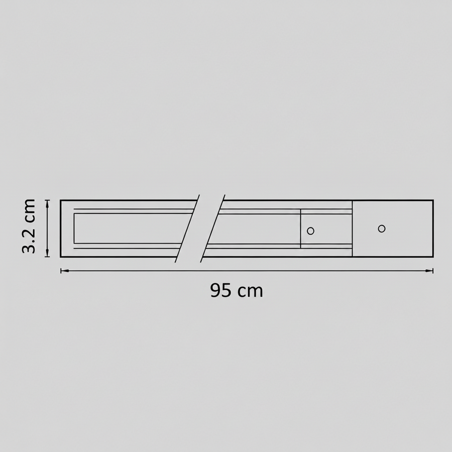Binario Magnetico per Proiettori LED, 95x3,2cm, Applicato, Nero