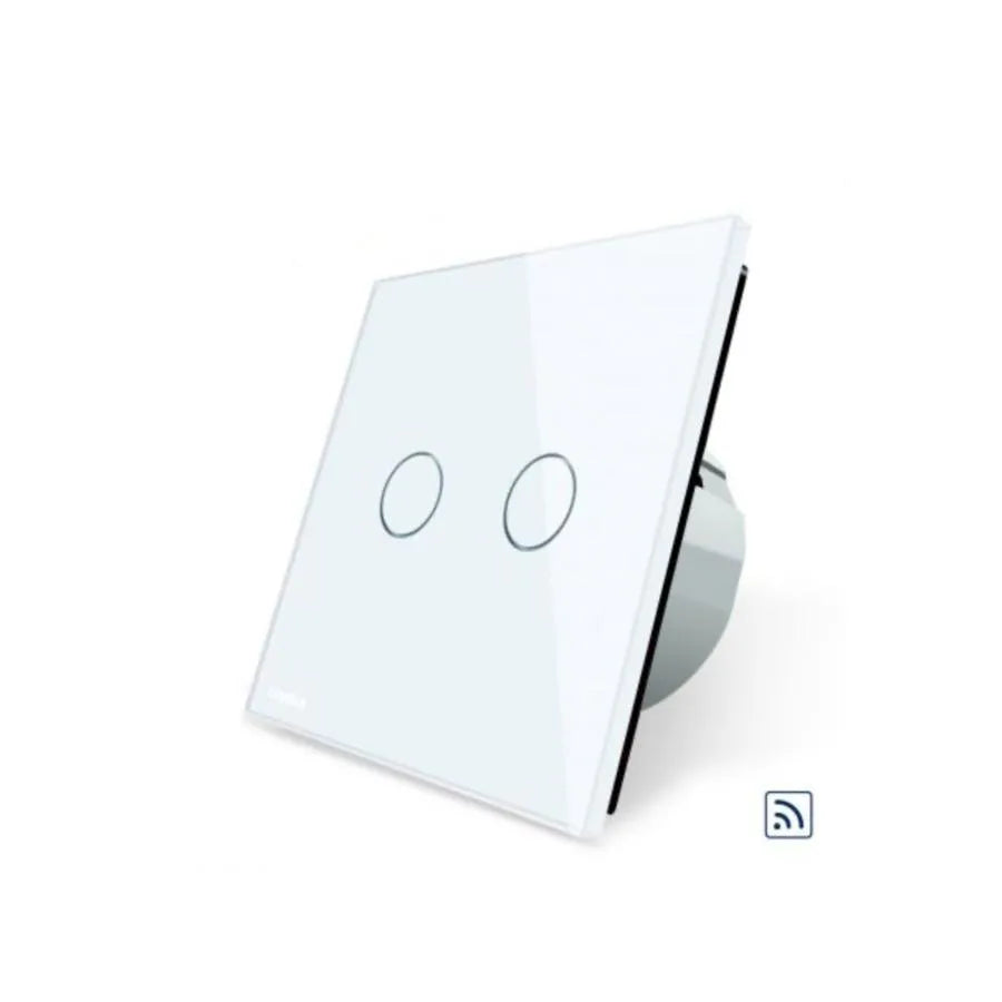 Intrerupator Touch Wireless, Dublu, Alb, Sticla Securizata, Livolo Default Title Alessandro Design