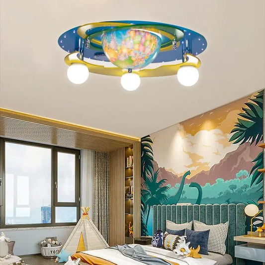 BETI Lampadario per bambini con globo rotante, 3xE27, altoparlante Bluetooth integrato, Lampadari per bambini blu Titolo predefinito Alessandro Design