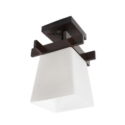 Lampadario Cala, 1 x E27, Marrone con Bianco, Legno e Vetro