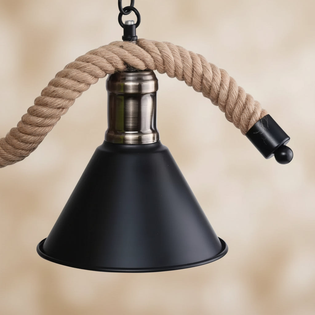 Lampadario in corda, 2xE27, marrone, metallo e corda LV570/2BK Lampadari vintage Titolo predefinito Alessandro Design