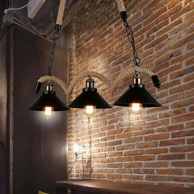 Lampadario Corda, 3xE27, Marrone, Metallo e Corda LV570/3BK