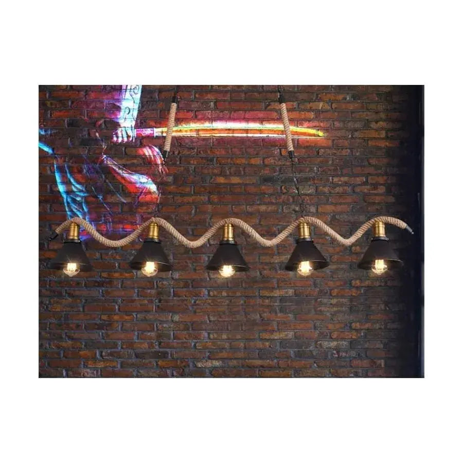 Lampadario in corda, 5*E27, marrone, metallo e corda Lampadari vintage Titolo predefinito Alessandro Design