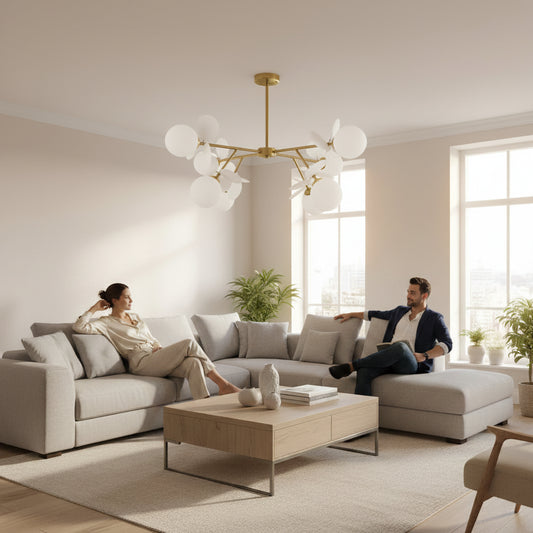 Lampadario moderno SVEN, Ø73cm, 8x G9, oro, metallo