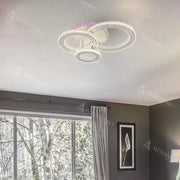 Lampadario LED con telecomando e cristallo LEOCADIA RGB 134W, 3 Cerchi, Luce Fredda/Calda/Neutra, Dimmerabile, Lampadario LED Cristallo Bianco Titolo predefinito Alessandro Design
