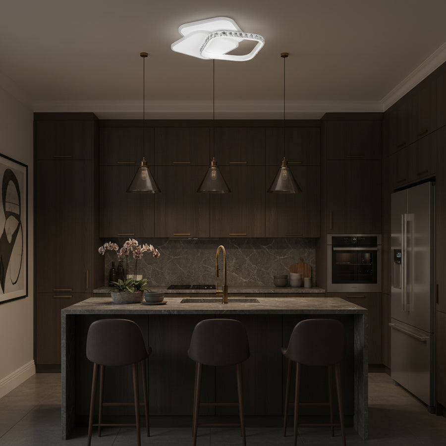 Lustra LED cu cristal ANASTASIA 39W, Diametru 30cm, lumina Rece/Calda/Neutra, Alb