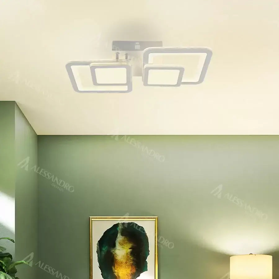 Lampadario a LED con telecomando BALANS 44W, 2 Quadrati, Luce Fredda/Calda/Neutra, Dimmerabile, Lampadario a LED Bianco con telecomando Titolo predefinito Alessandro Design